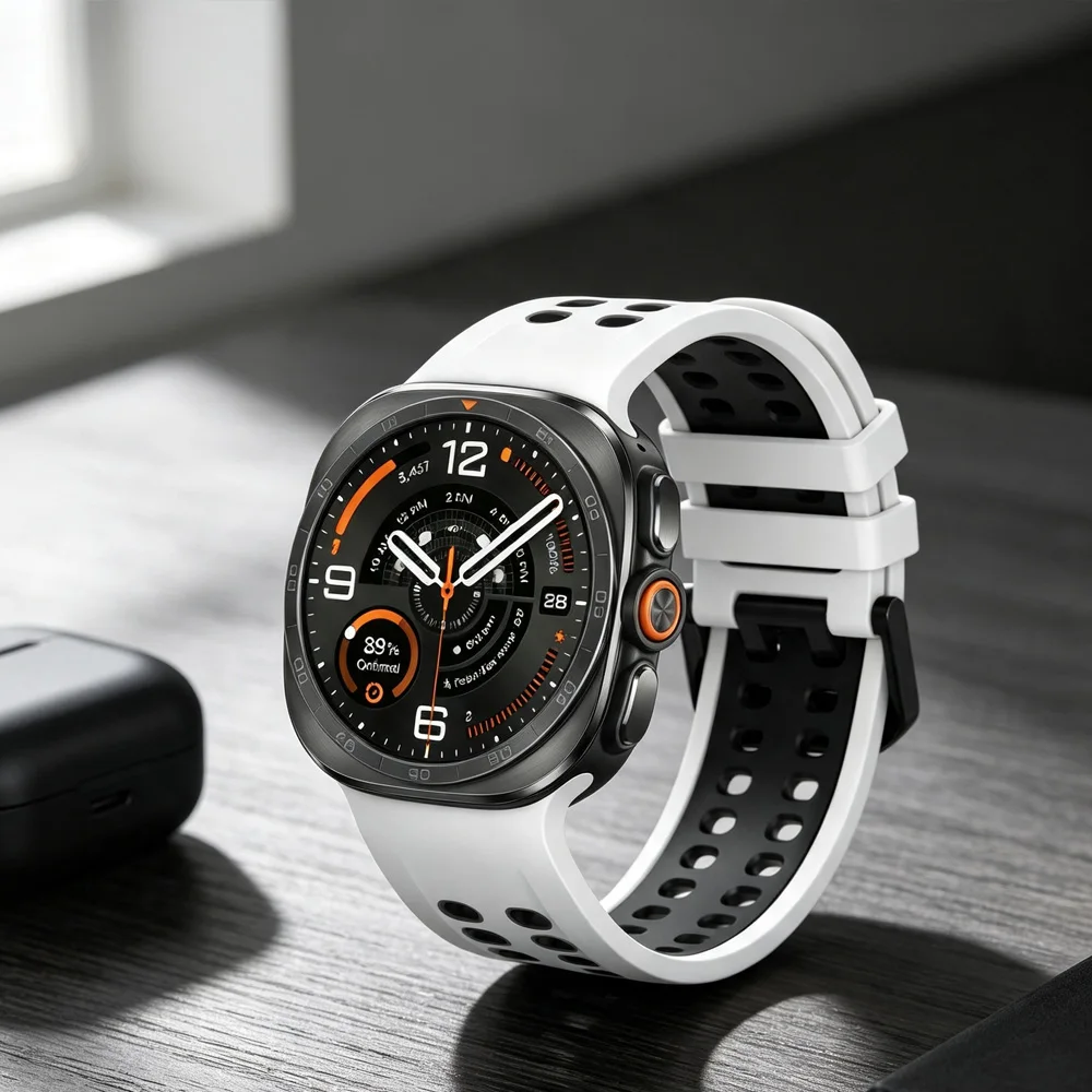 Фото Спортивный силиконовый ремешок для Samsung Galaxy Watch Ultra 2-1, 47 мм, двухцветный, удобный браслет для Galaxy Ultra 2025, 47 мм №4