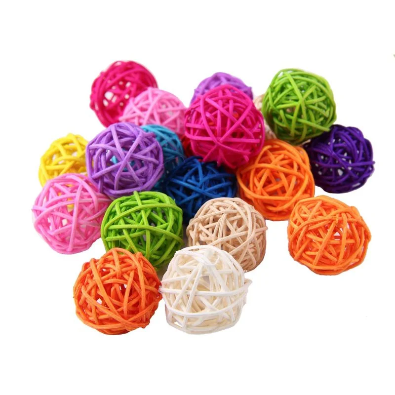 

10pcs/20pcs Parrot Toys Rattan Wooden Ball Pet Bird Toy Chewing Ball Birdcage Hanging Decor for Parrots Pendant Pet Supplies
