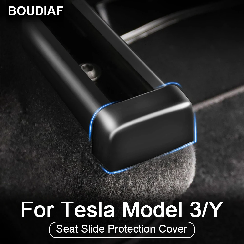 BOUDIAF Seat Slide Rail Soft Rubber Plug Protection Cover For Tesla Model 3 2021 Model Y Automotive interior accessories 4PCS