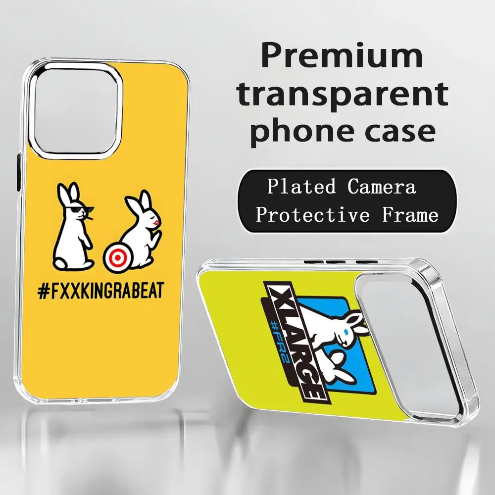 Фото Hot F-Fxxkinges R-Rab-bits LOOG Phone Case For iPhone17 air 16 15 14 13 12 11 Pro Max Plus Chrome Button Camera Ring Transparent №1