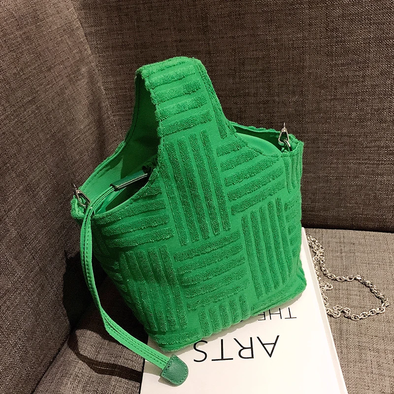 

All-match bag 2022 new green velvet bread bag chain bag handbag messenger bag