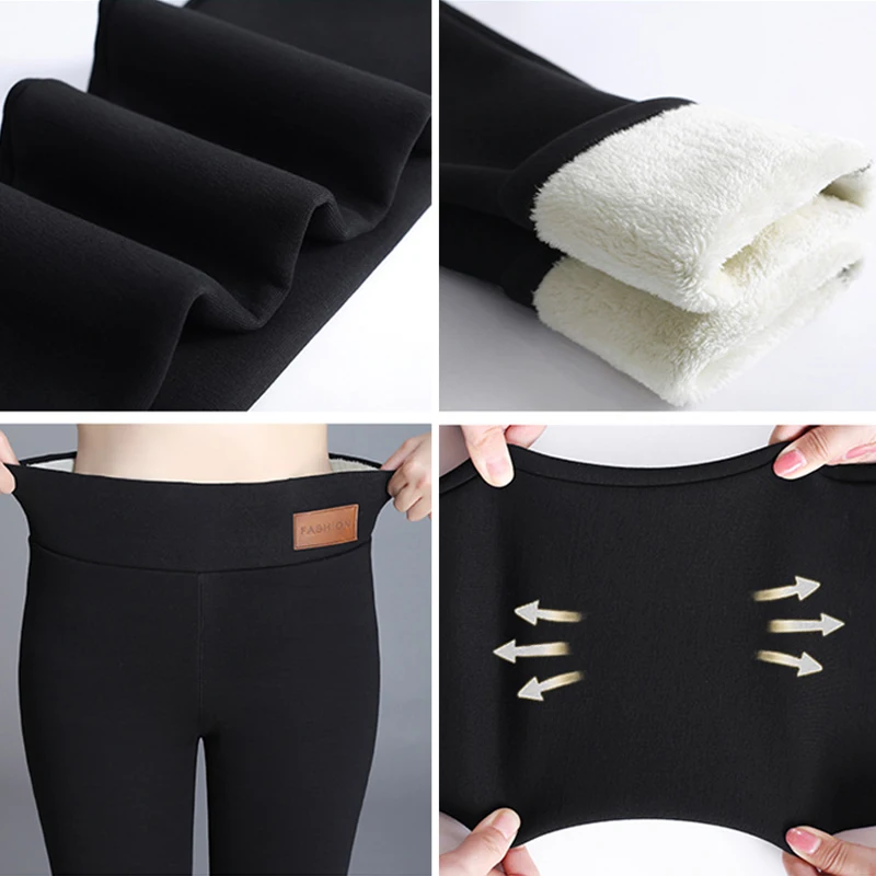 Winter Thicken Lambwool Tights Women Warm Fleece Leggings Woman Thermal Ankle-Length Pants Hight Waist Skinny Fitness Pantyhose