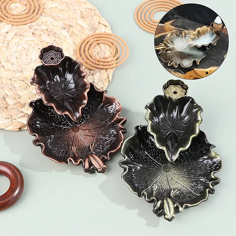 

Leaf Tower Incense Ceramic Burner Fragrance Holder Backflow Creative Aromatherapy Stick Home Buddhist Decor Teahouse Gift