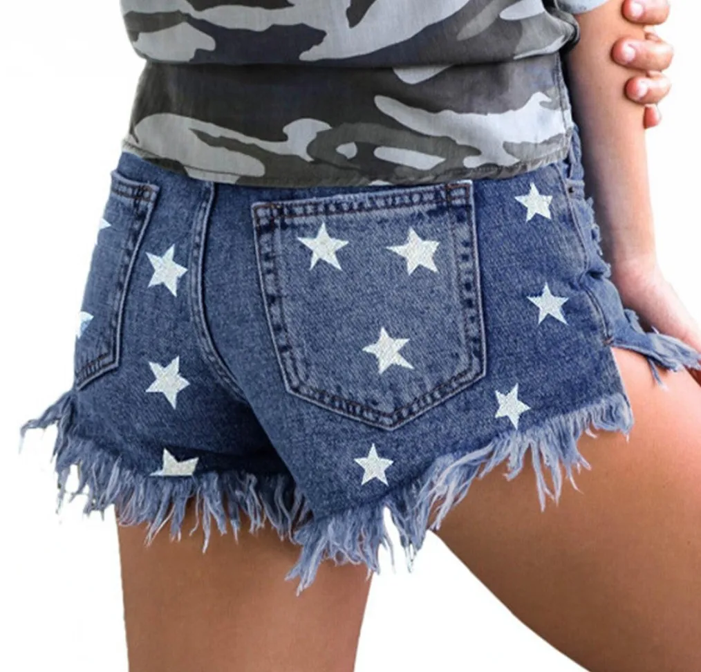 

Fashion High Waist Tassel Printed XINGX Shorts for Women womens shorts shorts denim shorts women