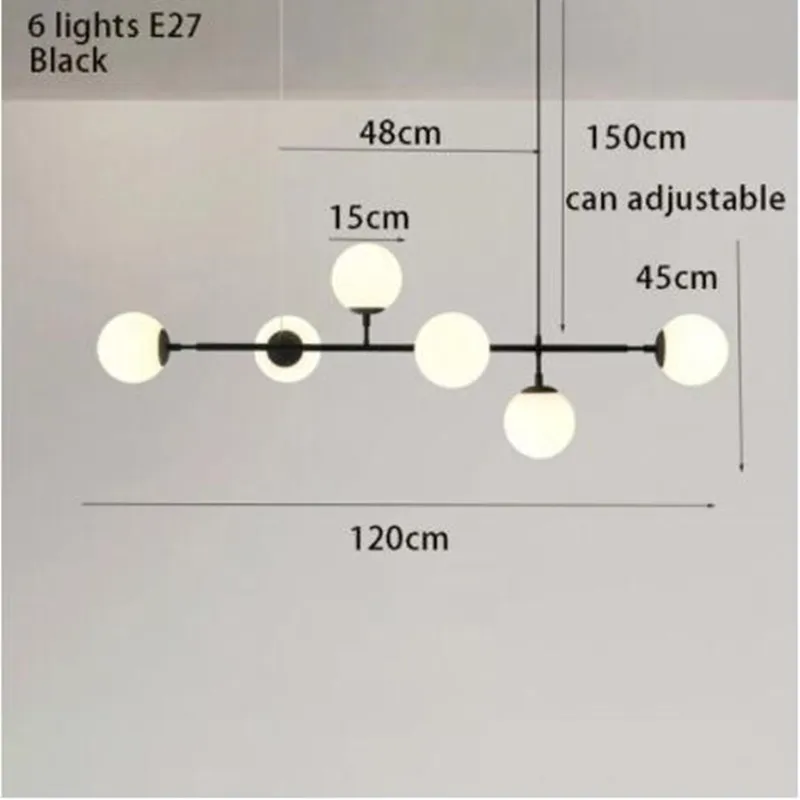 

Подвесной светильник Full Matcher скандинавский стиль 6 ламп черный золотой стекло