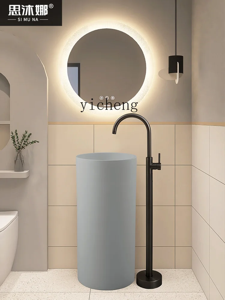 YY кремовая стильная раковина на подставке напольная интегрированная круглая