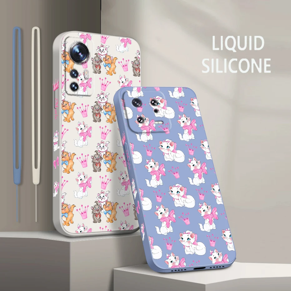 

Marie Cat Cartoon For Xiaomi Mi 13 12 12T 11 11T 10 10T 9 9SE Lite Pro Ultra A3 Liquid Left Rope Soft Phone Case Coque Capa