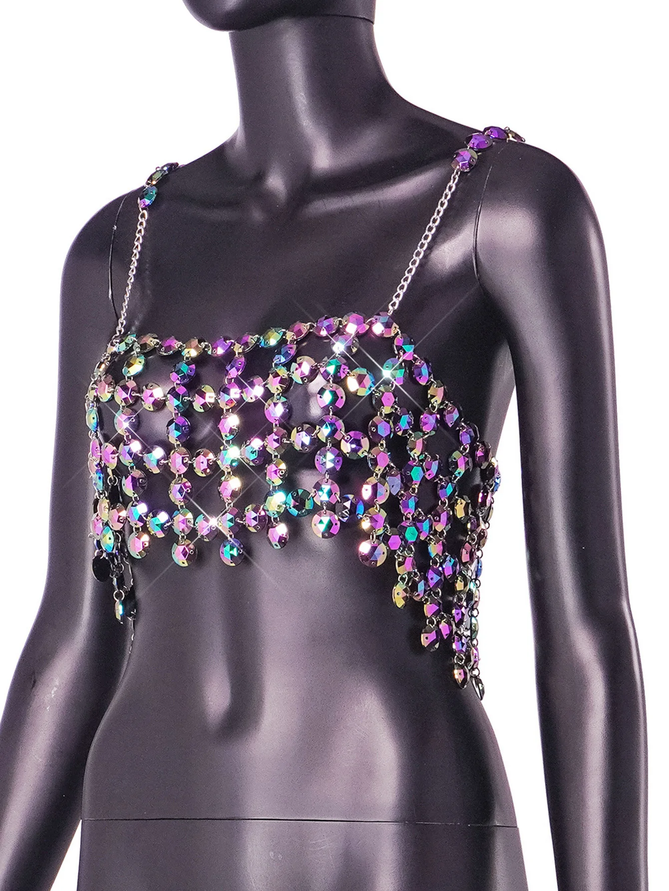 Мерцающий переливающий топ Damiond Camis майка для бюстгальтера с кольчугом блестящая