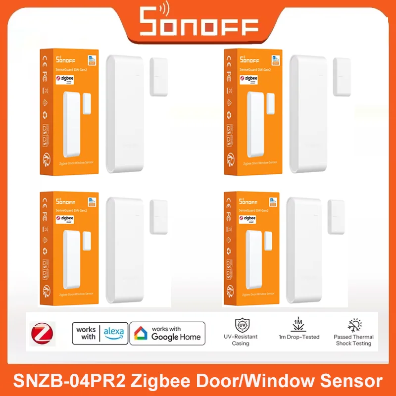 Фото SONOFF 1-5 шт. SNZB-04PR2 SenseGuard DW Gen2 Zigbee Умный датчик для дверей/окон с горизонтальным и вертикальным монтажом, совместим с Alexa и Google Home №1