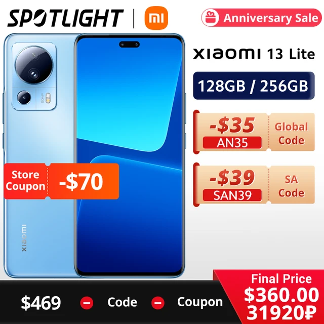 Смартфон Xiaomi 13 Lite, телефон с экраном 6,55 дюйма, процессор Snapdragon 7, камера 50 МП 1