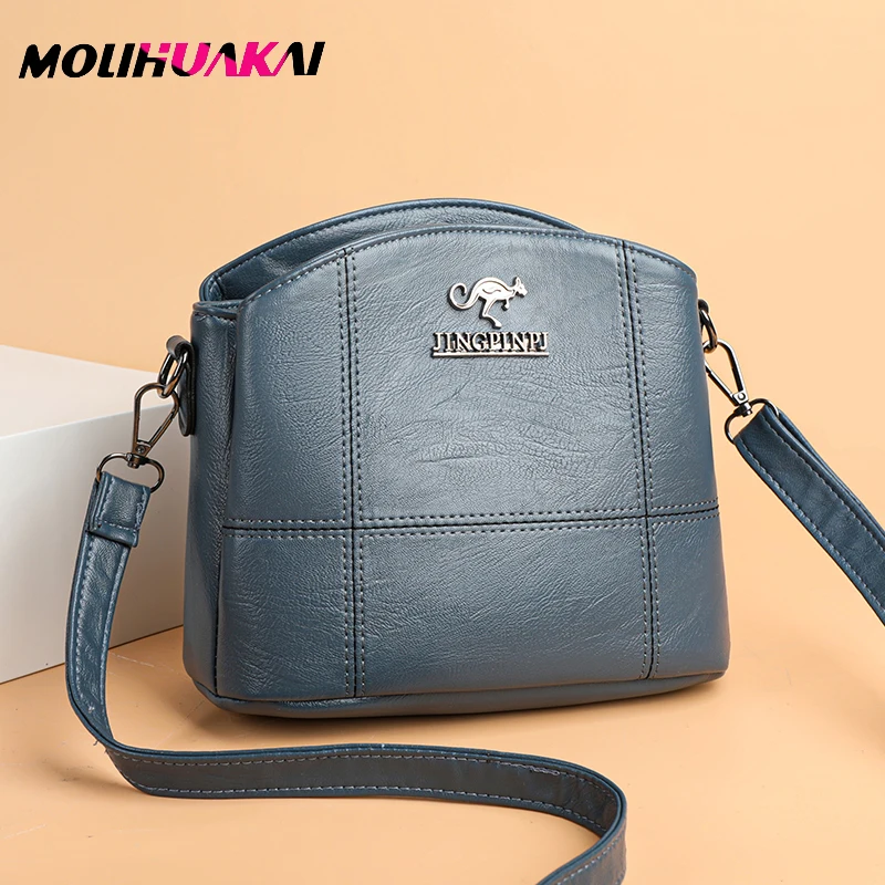 

Ladies Soft Leather Small Messenger Bags 2021 New Small Square Simple Messenger Bag Designer Casual Shoulder Bags solid Color