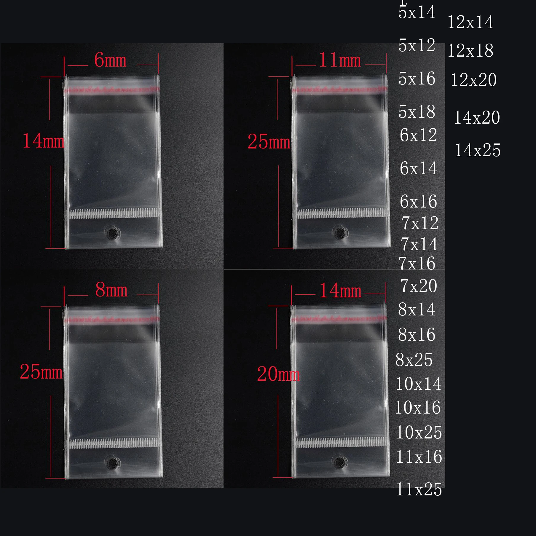 

Pouches 10cm*16cm hanging holes OPP self-adhesive bags transparent plastic bags Earrings accessories packaging bags