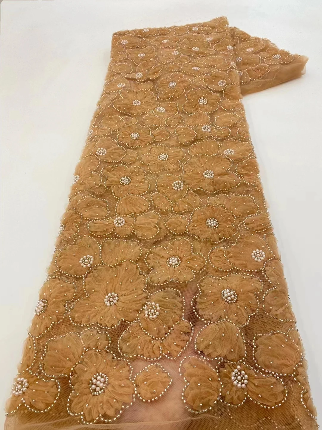 

Высококачественная Роскошная африканская кружевная ткань с 3D бусинами 2023 высококачественные нигерийские блестки французская Тюлевая ткань для свадьбы PartyXZ