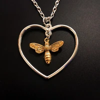 2019 new fashion heart trendy gold bee necklace honey bee cute bee pendant