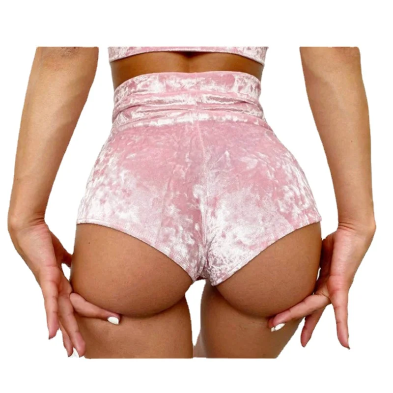 

Women's High Waist Shorts Slim Fit Elastic Yoga Leisure Running Outdoor Shorts Home Crushed Swan Suede Shorts