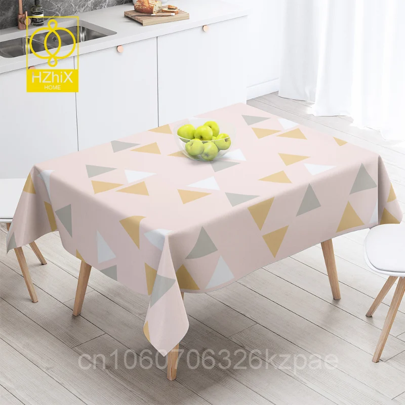 

Rectangular Tablecloth Geometric Grid Green Yellow Pink Dinning Table Decoration Anti-stain Waterproof Kitchen Table Mantel Mesa