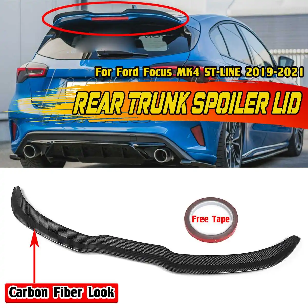 

High Quality Car Rear Trunk Spoiler Lip Boot Wing Lip Rear Spoiler Wing Trunk Lip For Ford Focus MK4 ST-LINE 2019 2020 2021