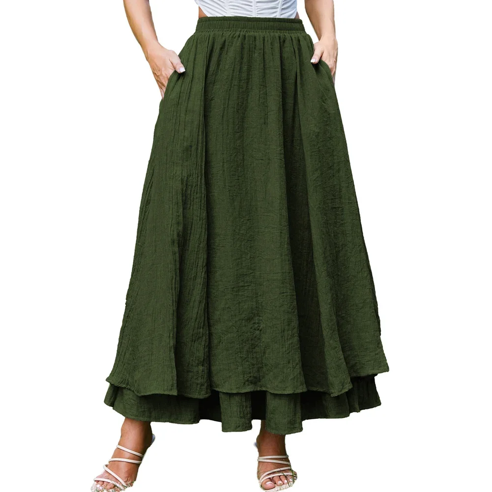 SD женские юбки винтажная Ренессанс 2-слойная распашная юбка с эластичной