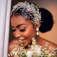 western wedding fashion headdress for bride handmade headband wedding crown floral pearl hair accessories hairpin ornaments