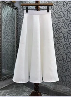 2022 autumn winter fashion skirts high quality women elastic waist hollow out patterns casual long white black maxi skirts ol