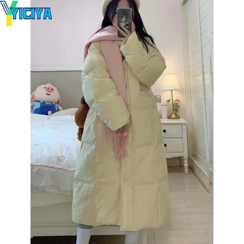 YICIYA Bomber Woman Long Thicken Down Coat Women Oversize Warm Parkas Winter 2022 Long Sleeves Coats Windbreaker Jackets Bombers