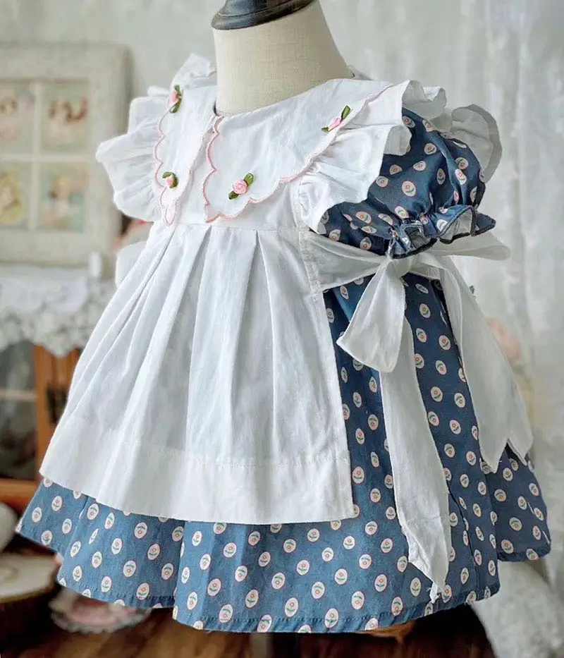 Новое летнее желтое платье Vtg для маленьких девочек испанское свадебное на день