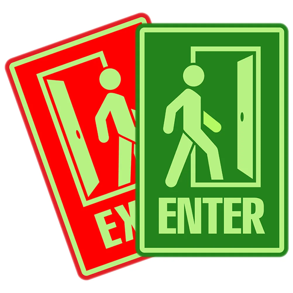 

Safety Exit Sign Evacuation Indicator Guide Sticker Glowing Wall Luminous Stickers Enter Decal