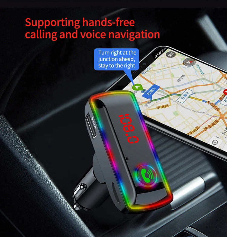 Автомобильный FM-передатчик Bluetooth 5 0 с двумя USB-портами и поддержкой быстрой