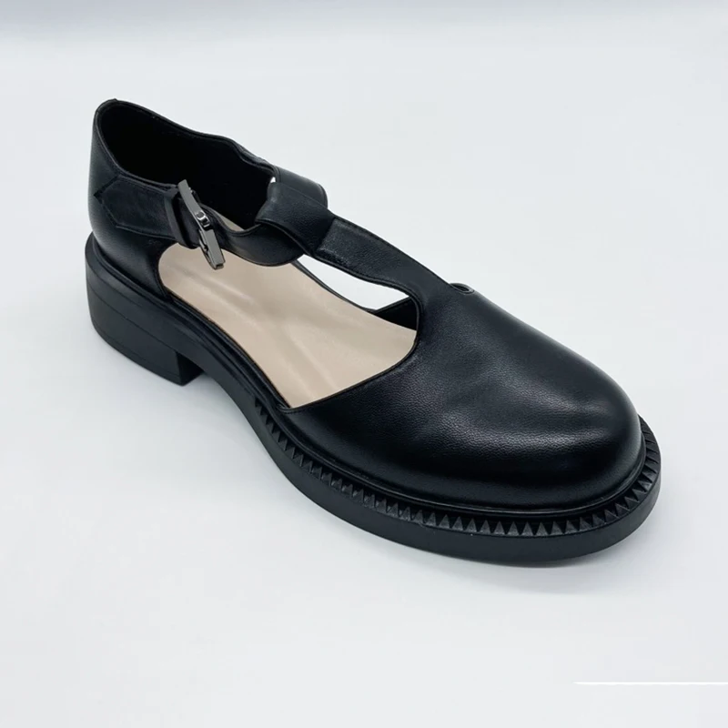 

Женские сандалии весна-лето 2022 новинка Женская обувь кожаная женская обувь женские классические сандалии на плоской подошве с металлическ...