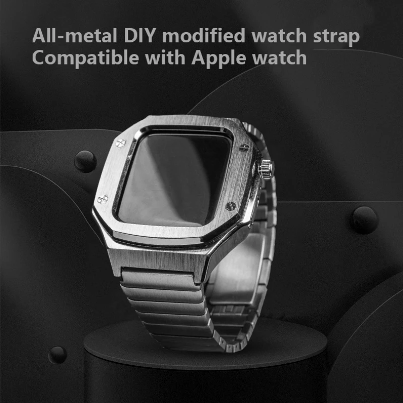 

Stainless Steel for Apple Watch Band 44mm 45mm Luxury Noble Metal for IWatch Series 7 6 SE 5 Modification Kit Bezel Accessories