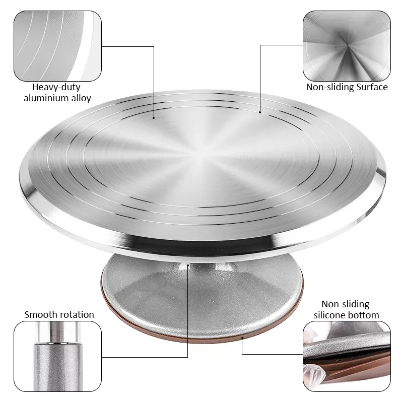 

6Pcs/set Turntable Cake Decoration Accessories Set Rotating Cake Stand Tools Metal Stainless Steel Pastry Spatula Scraper