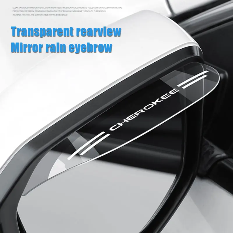 

2Pcs/Set Car Rearview Mirror Rain Shade For Jeep Cherokee Logo Flexible PVC Auto Rainproof Blades Back Mirror Rain Eyebrow Cover