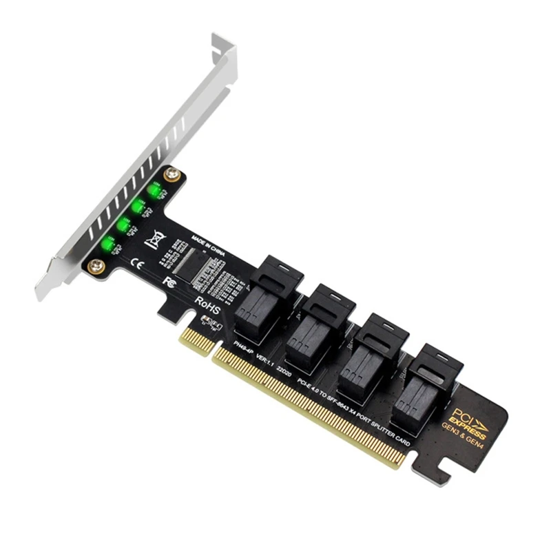 NGFF PCI-E 16X to Four U.2 U2 Kit SFF-8639 SFF-8643 NVME PCIe Адаптер твердого привода Dtate для расширения