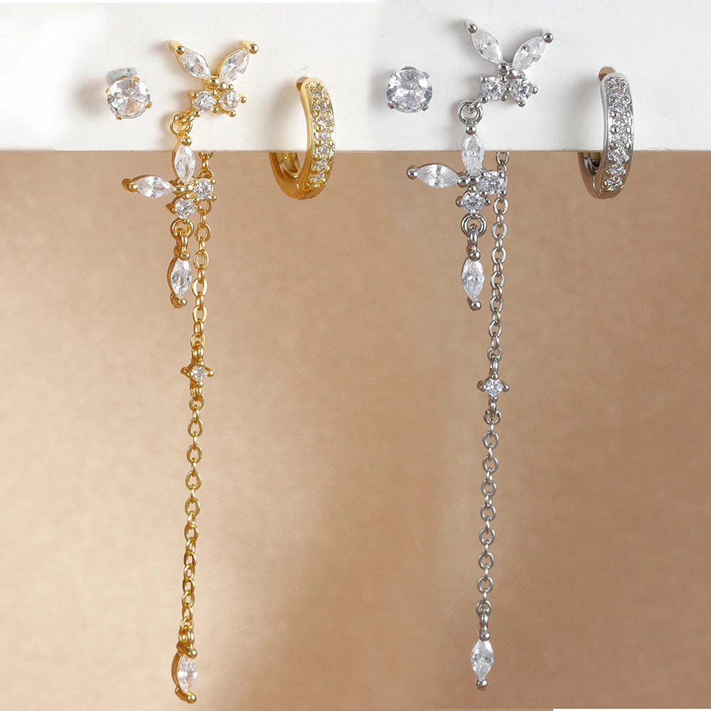 3 шт. серьги-цепочки из нержавеющей стали