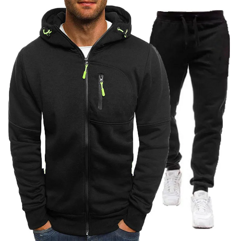 

European and American New Hoodie Suit Men's Printed Casual Sports Hoodie Zipper Decorations Cardigan Jacket