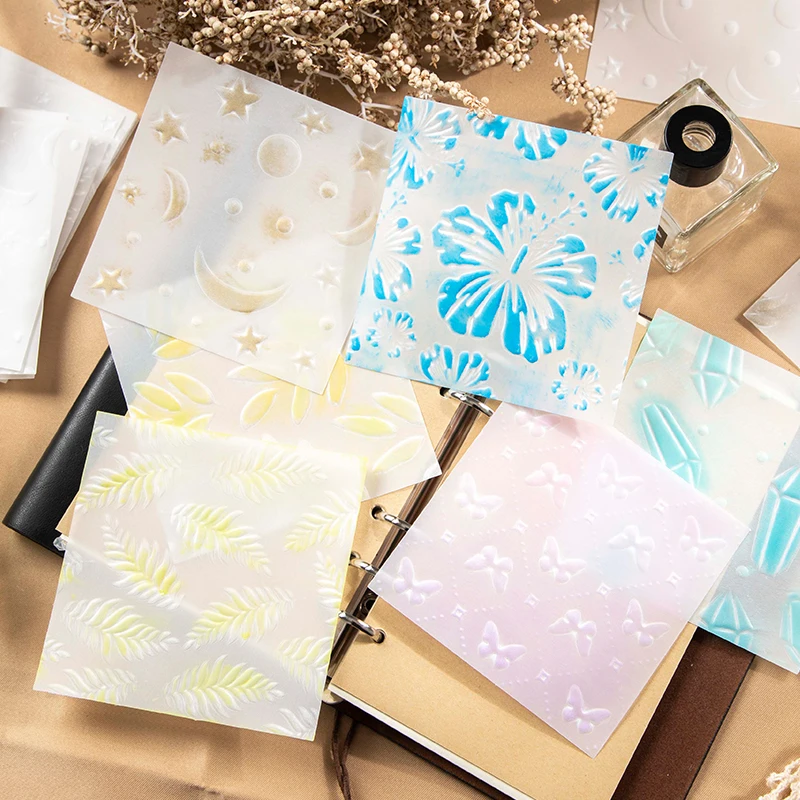 

20 sheets per pack Material paper white retro concave convex relief plant flower butterfly hand curtain backing paper 4 designs