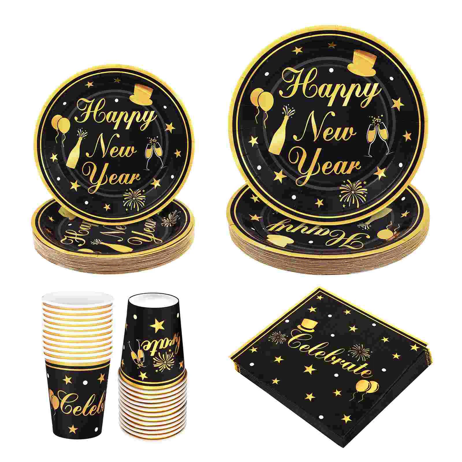 

96pcs 2021 2021 New Year Napkins Happy New Year Tablewares New Year Napkins Glitter New Year Tablewares