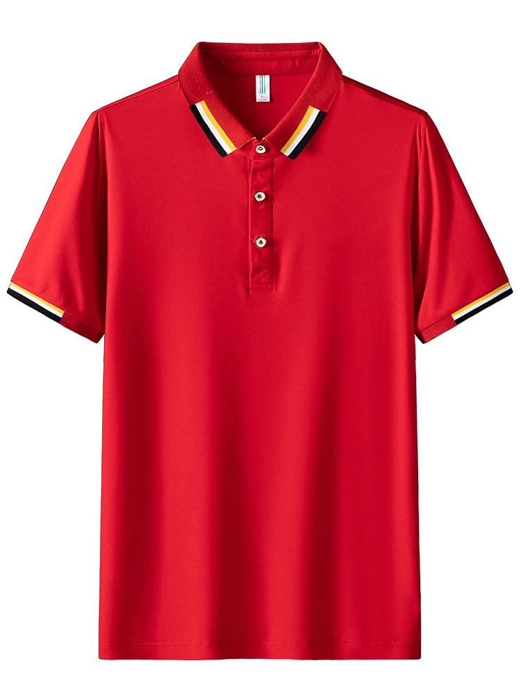 Summer Red Polo Shirt Men 2022 New Fashion Breathable Rayon Solid Classic Polo Shirts Male Big Size Tops Tee Polos 6XL 7XL 8XL