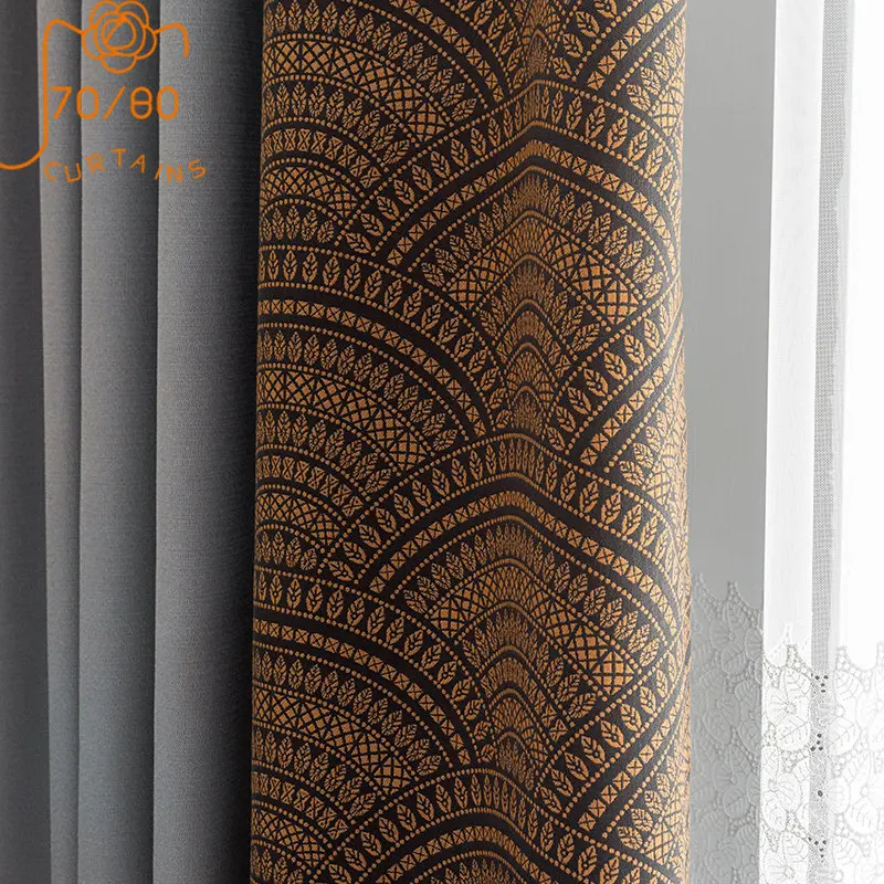 

Шторы светонепроницаемые из хлопка и шерсти, цветные уплотненные оконные занавески в средневековом ретро-стиле для гостиной, спальни, под заказ