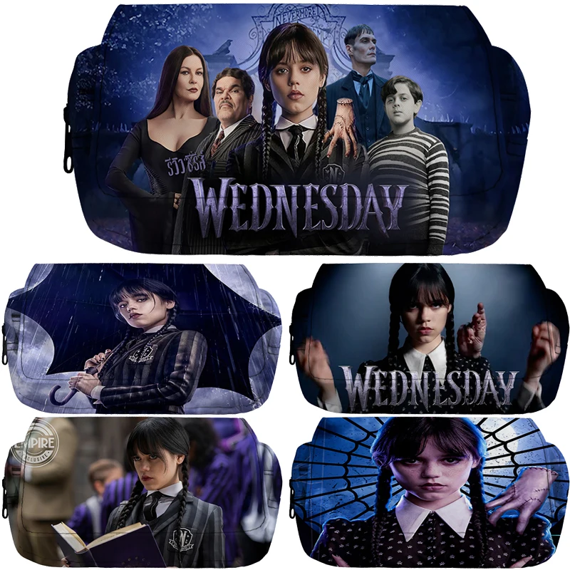 

Wednesday Addams and Enid Pencil Case Cosmetic Box Gothic Girls Nevermore Academy Pencil Bag Makeup Bags Storage School Supplies