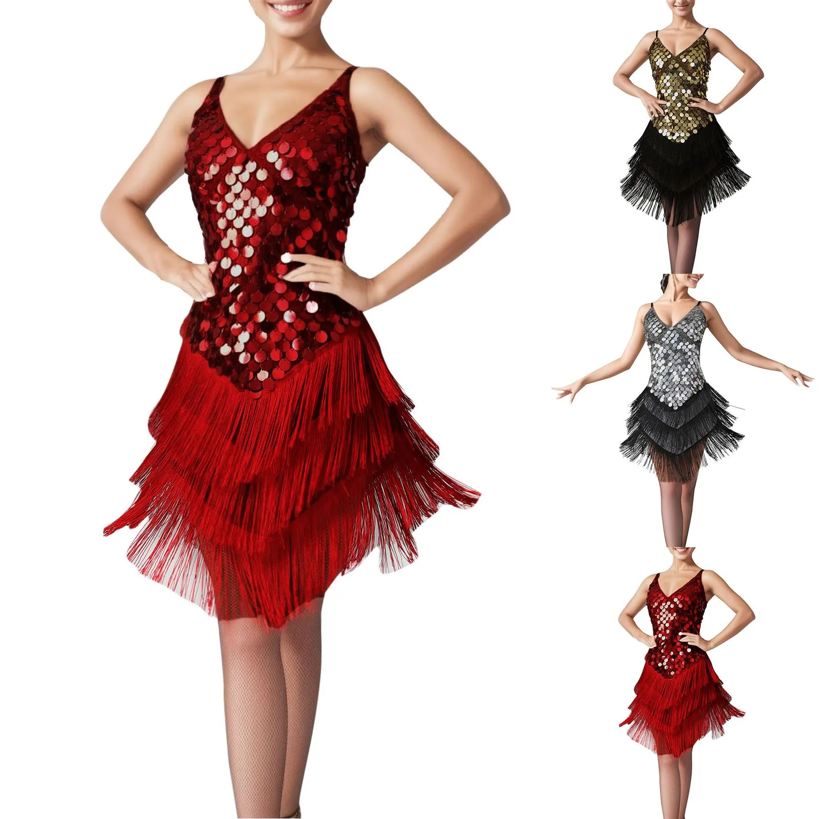 

Latin Dance Competition Performance Clothes Bar Stage Performance Clothes Dance Skirt Tidy Dress