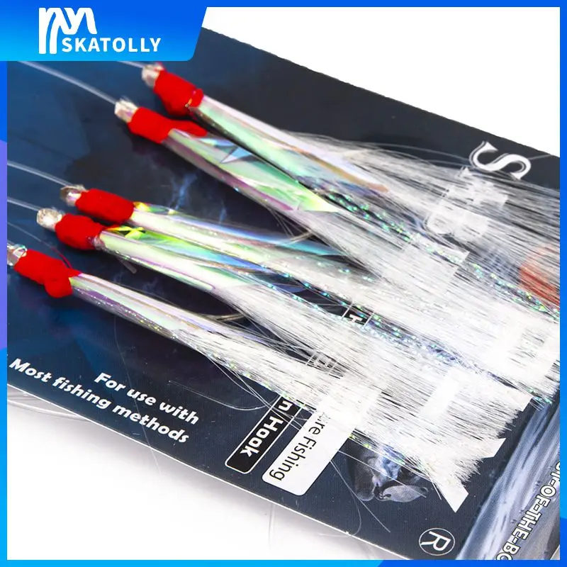 

Mackerel Barbed Hook Bass Cod Lures Sea Fishing Rigs Tackle Boat Fishing Hook With Thread Feather Roped Sea Fishinhook