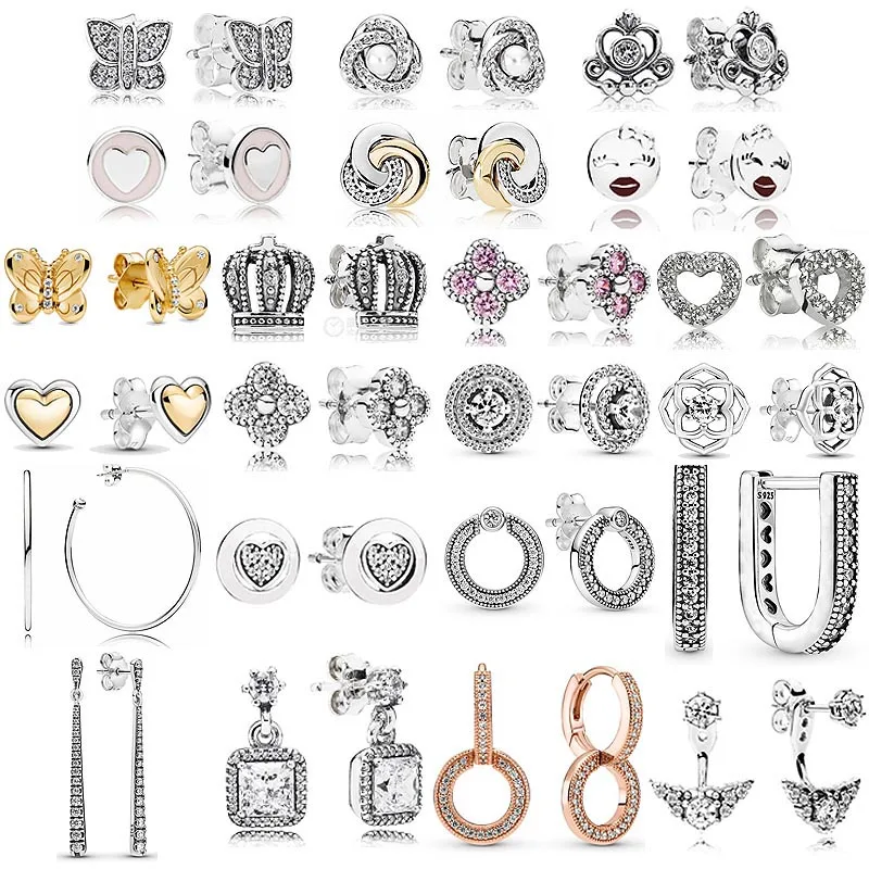 

925 Sterling Silver Earring Timeless Elegance Pave&Logo Circle Reversible Heart Playful Wink Earrings For Women Fashion Jew