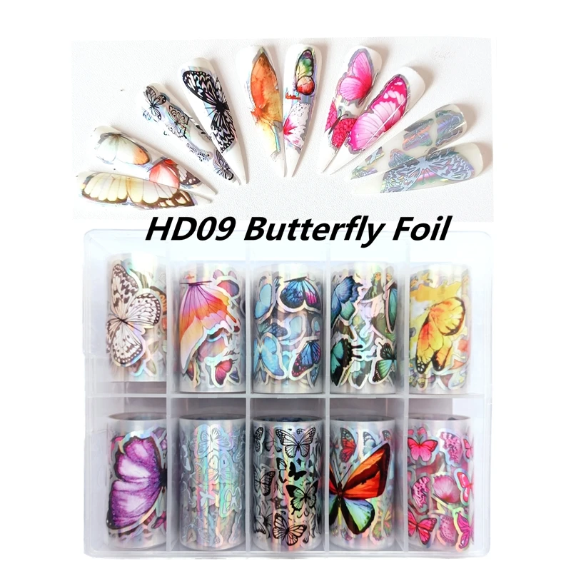 

Butterfly Design Nail Foils Holographic Stickers for Nails Art Decals Sliders Transfer Paper Wraps Manicure 3D Nails Decorations