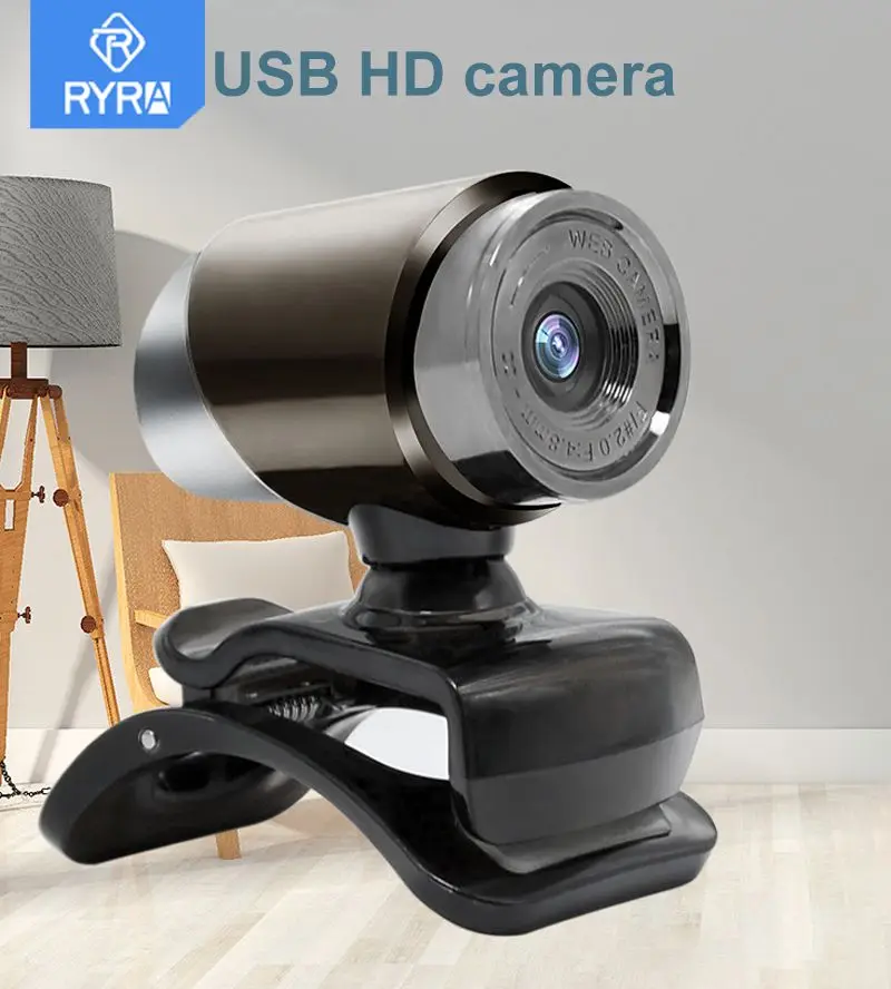

RYRA USB Webcam CMOS 300k HD Web Cam Computer Laptop PC 360 Degree Rotatable Clip-on Glass Lens Microphone Camera For Laptop PC