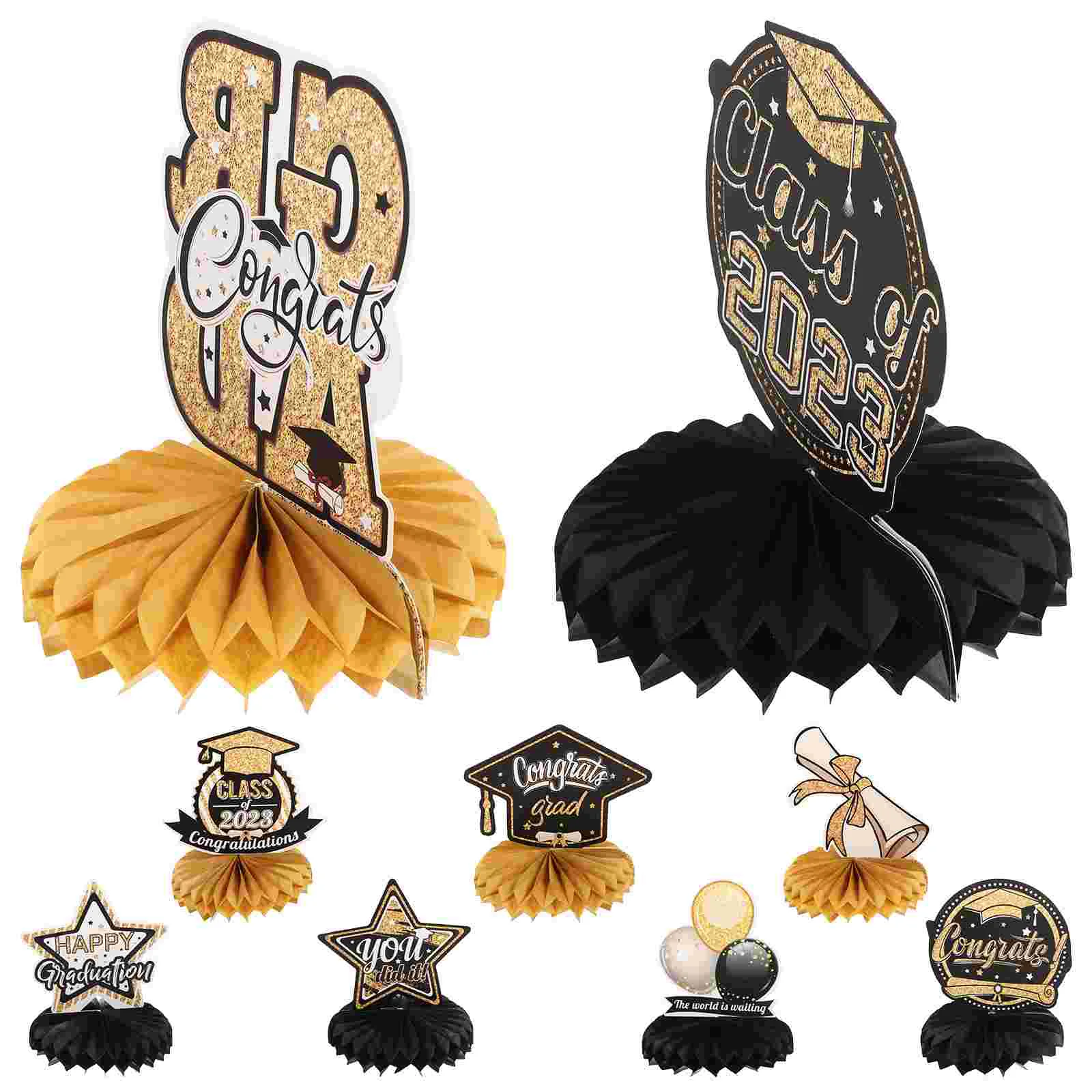 

Graduation Party Grad Honeycomb Table Decor Decorations Centerpieces Class Toppers Paper Congrats Supply Ornaments Ornament