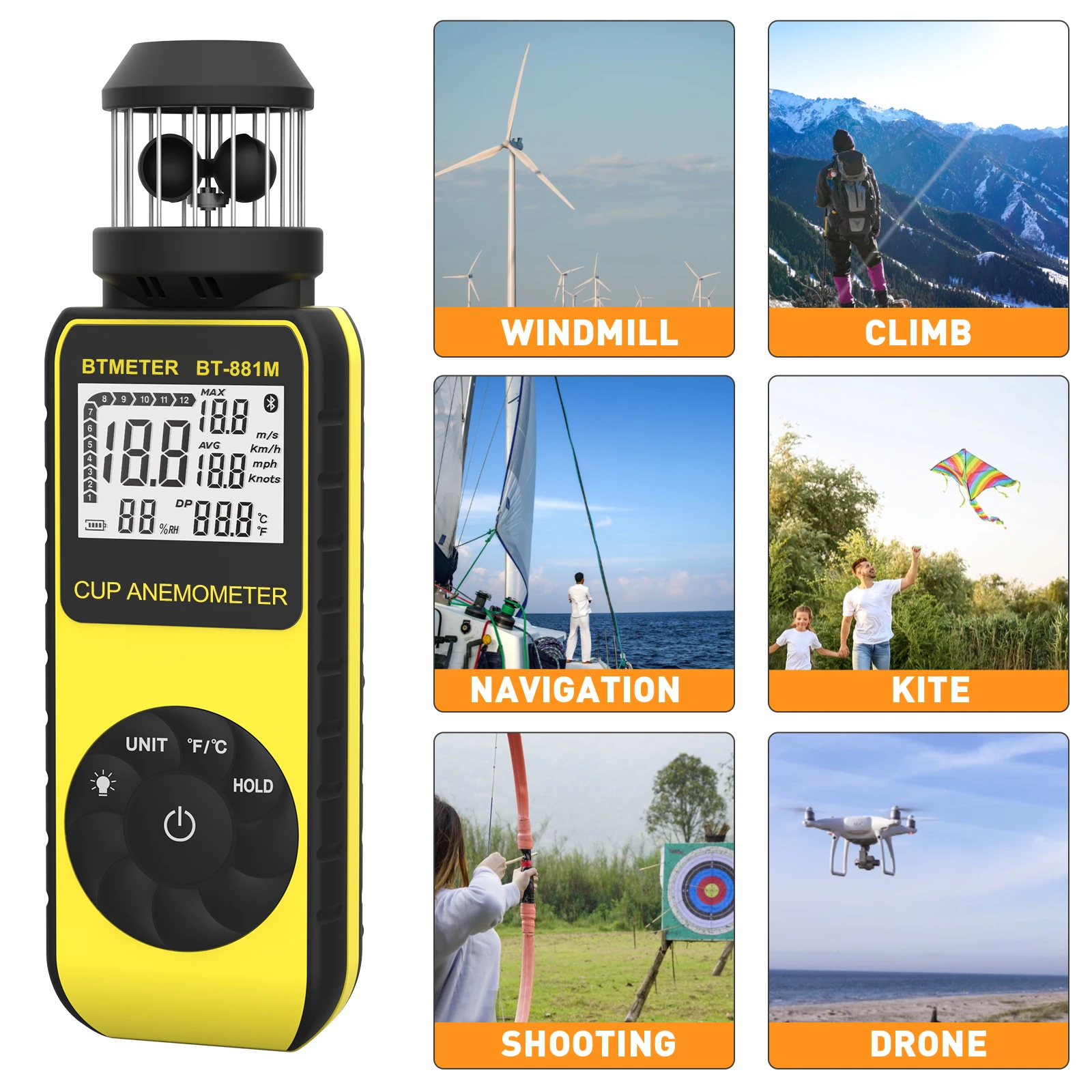 С треугольной резьбой кронштейна можно установить. Чашечный анемометр, диапазон измерения скорости ветра 1,5 ~ 93 миль в час, скорость воздуха в морской поверхности. (art.: 3920ce968f65d) - 3920ce968f65d