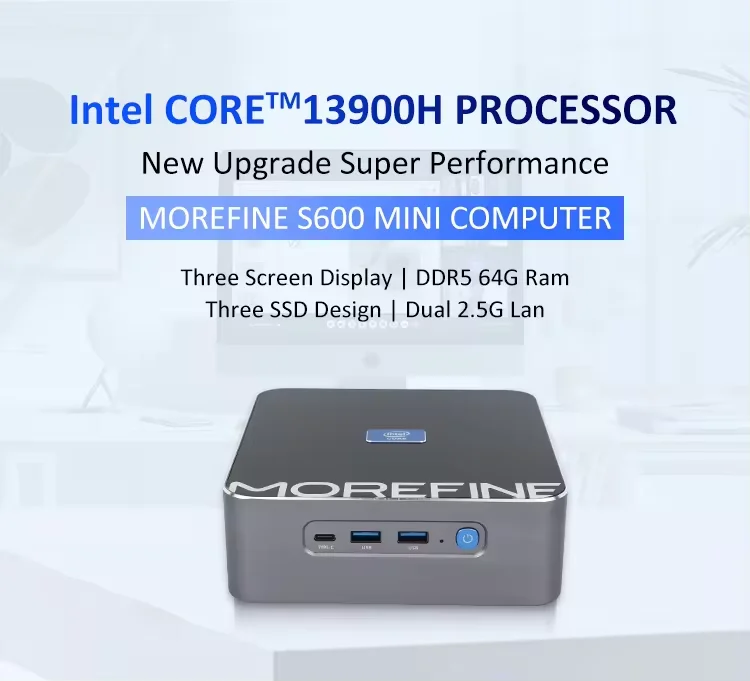 2024 Новый мини-ПК геймер MOREFINE S600 13-го поколения I9-12900H/i9-13900H DDR5 2 5G * SSD 3 ОЗУ WIFI 6