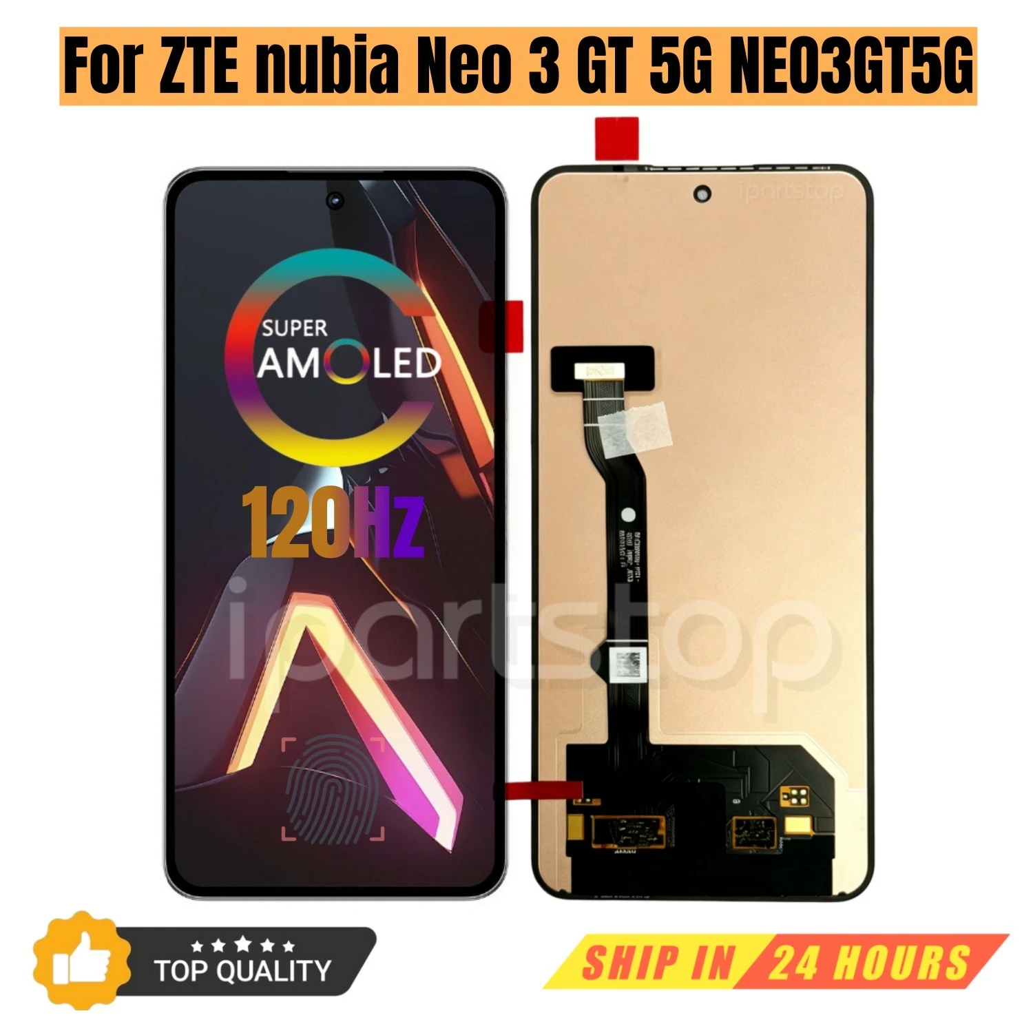 Фото Новый дисплей iParts для ZTE nubia Neo 3 GT 5G NEO3GT5G Z2465N, 120 Гц, AMOLED, сенсорный экран в сборе, OEM №1