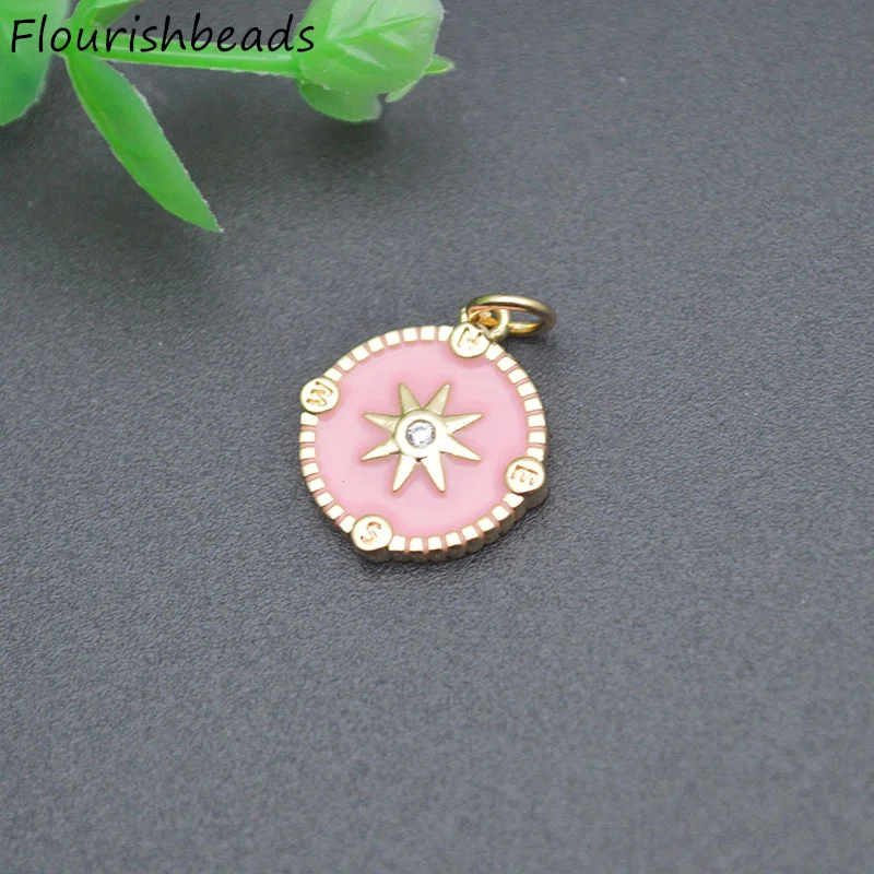 Wholesale 20pcs/lot Boho Paved CZ Beads Enamel Sun Shape Charms Pendant Accessories DIY Jewelry Making Supplies